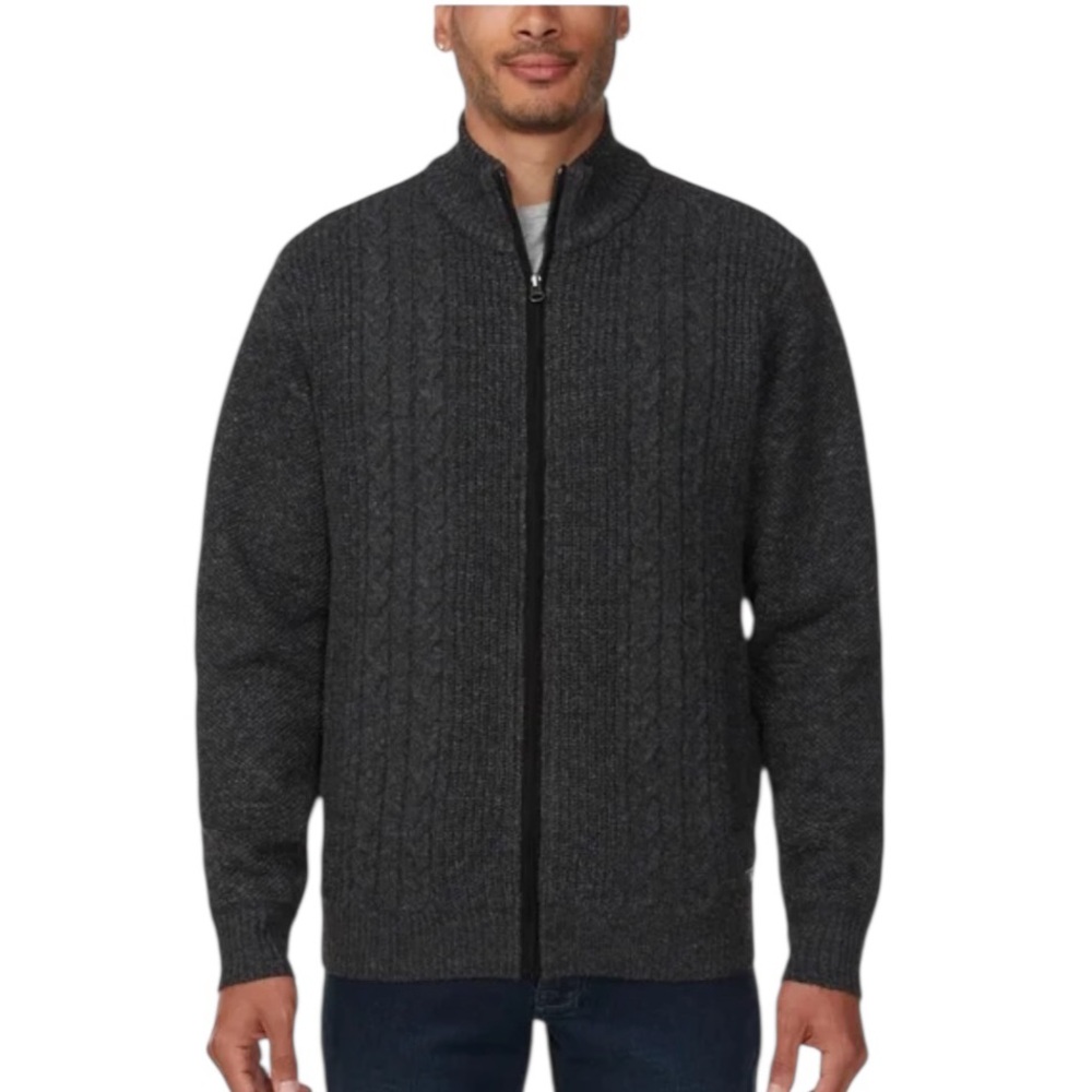 Buffalo Men's Full Zip Cable Knit Sweater